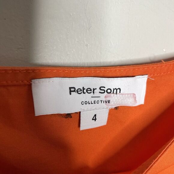 PETER SOM Collective Dress Womens 4 Orange T-Shirt Shift Cotton Stretch Pockets - Picture 11 of 12